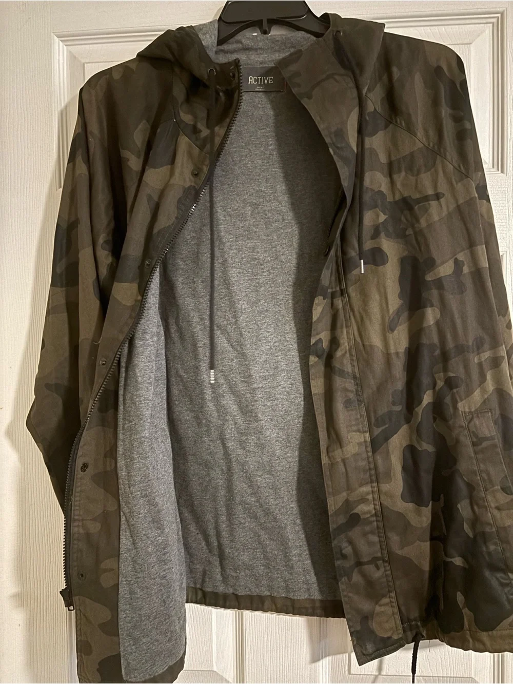 Active Brand Men's Camo Hooded Lined Jacket - Olive Green